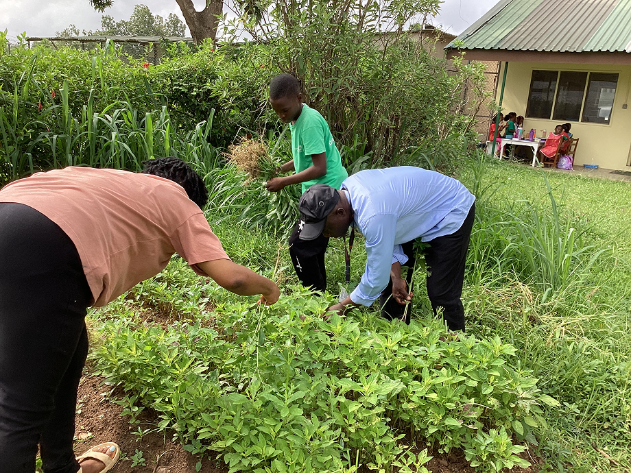 Joshua with his mentor and father in the garden..png